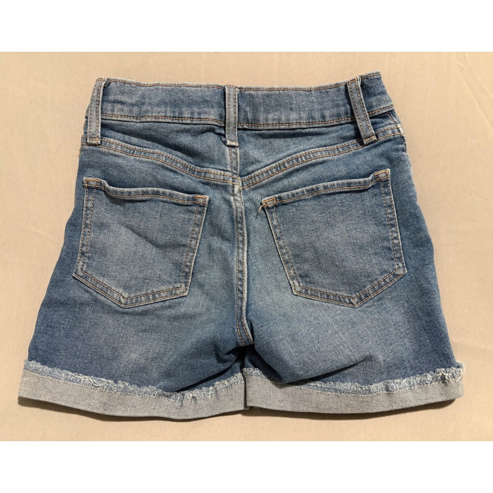 Old Navy‎ Girls Denim Shorts Size 8 Medium Wash Distressed High Rise Raw Hem